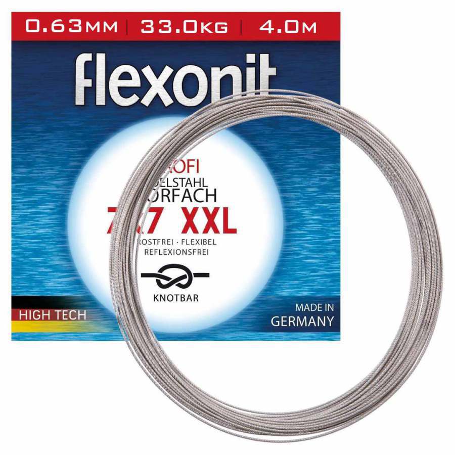 flexonit Red 7x7 0,36mm Wirbel/Snap 2Stk Länge 25cm Stahlvorfach 